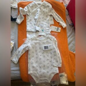 3 piece Ralph Lauren White and Gray Baby Set